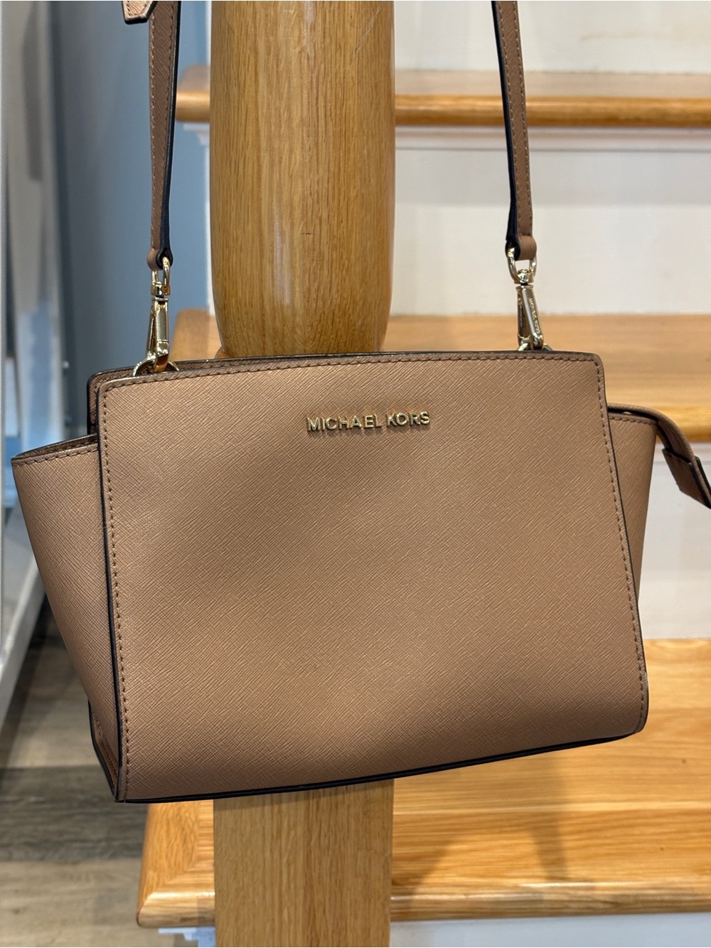 Michael Kors Women's Saffiano Leather Crossbody Bag in Taupe